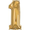 Anagram 38 in. Number 1 Gold Shape Air Fill Foil Balloon 87812